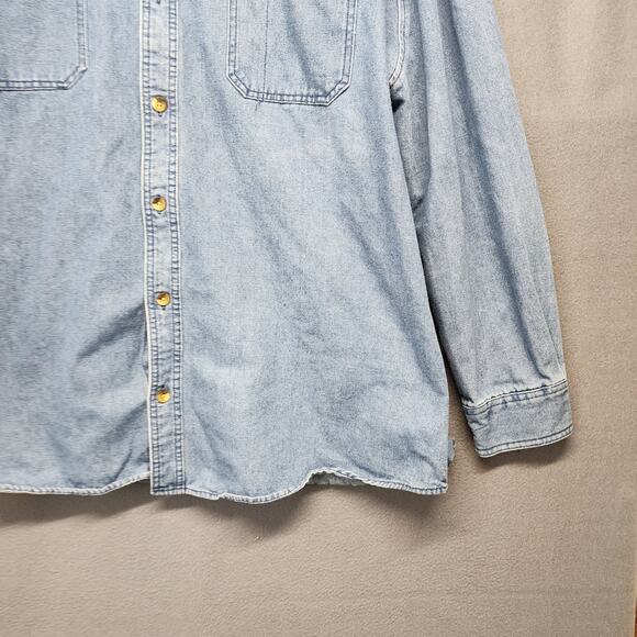 CE Schmidt Workwear Shirt Mens 2XLT Denim Chambray Long Sleeve Button Up Utility - Picture 12 of 14
